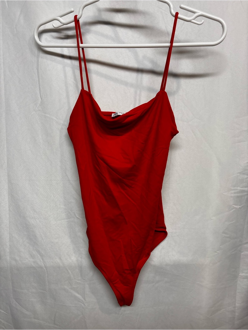 Zara Orange Cowl Neck Minimalist Y2K Bodysuit Size medium